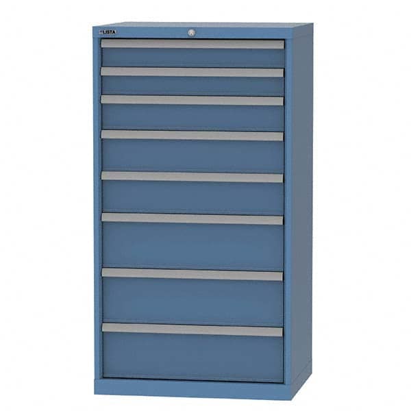 LISTA - 8 Drawer, 124 Compartment Bright Blue Steel Modular Storage Cabinet - Industrial Tool & Supply
