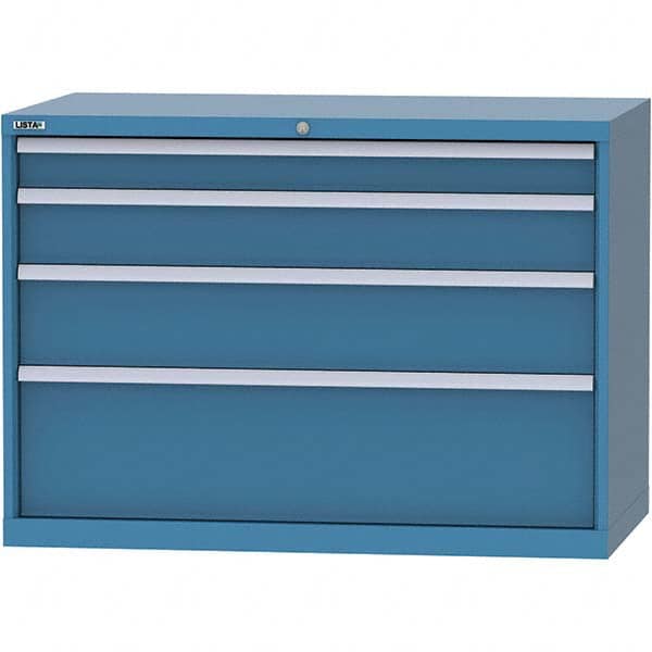 LISTA - 4 Drawer, 99 Compartment Bright Blue Steel Modular Storage Cabinet - Industrial Tool & Supply