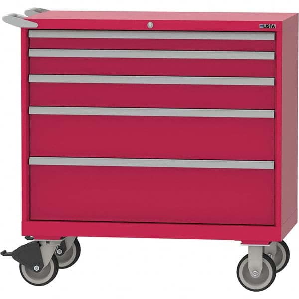 LISTA - 5 Drawer, 84 Compartment Red Steel Modular Storage Cabinet - Industrial Tool & Supply