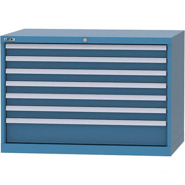 LISTA - 7 Drawer, 84 Compartment Bright Blue Steel Modular Storage Cabinet - Industrial Tool & Supply