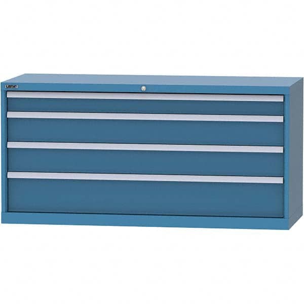 LISTA - 4 Drawer, 84 Compartment Bright Blue Steel Modular Storage Cabinet - Industrial Tool & Supply