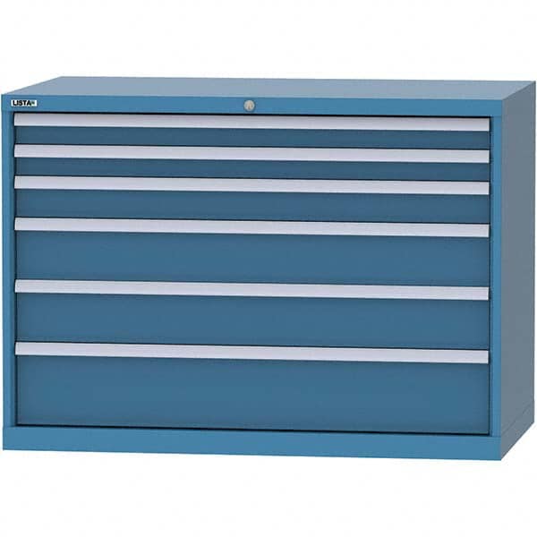 LISTA - 6 Drawer, 99 Compartment Bright Blue Steel Modular Storage Cabinet - Industrial Tool & Supply