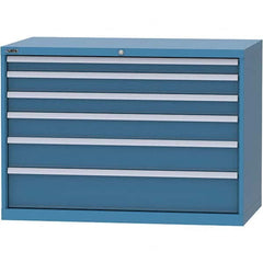 LISTA - 6 Drawer, 99 Compartment Bright Blue Steel Modular Storage Cabinet - Industrial Tool & Supply