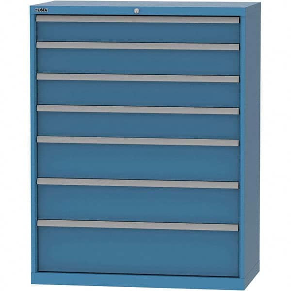 LISTA - 7 Drawer, 84 Compartment Bright Blue Steel Modular Storage Cabinet - Industrial Tool & Supply