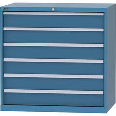 LISTA - 6 Drawer, 99 Compartment Bright Blue Steel Modular Storage Cabinet - Industrial Tool & Supply