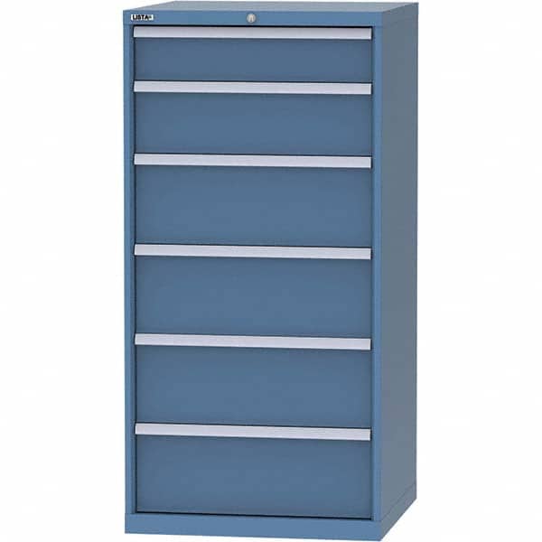 LISTA - 6 Drawer, 45 Compartment Bright Blue Steel Modular Storage Cabinet - Industrial Tool & Supply