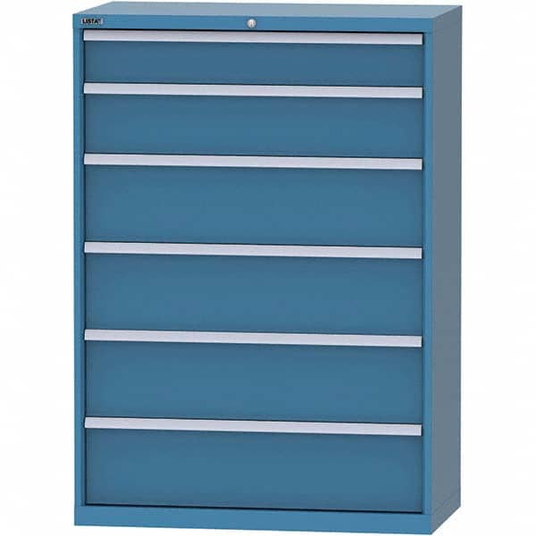 LISTA - 6 Drawer, 84 Compartment Bright Blue Steel Modular Storage Cabinet - Industrial Tool & Supply