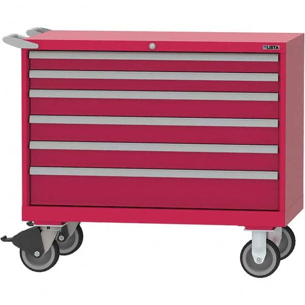 LISTA - 6 Drawer, 84 Compartment Red Steel Modular Storage Cabinet - Industrial Tool & Supply