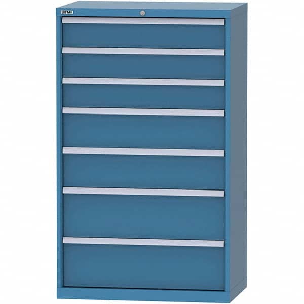 LISTA - 7 Drawer, 84 Compartment Bright Blue Steel Modular Storage Cabinet - Industrial Tool & Supply