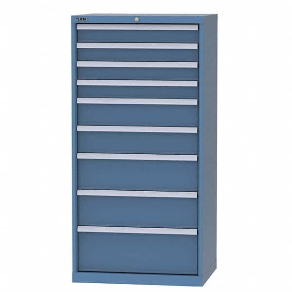 LISTA - 8 Drawer, 124 Compartment Bright Blue Steel Modular Storage Cabinet - Industrial Tool & Supply