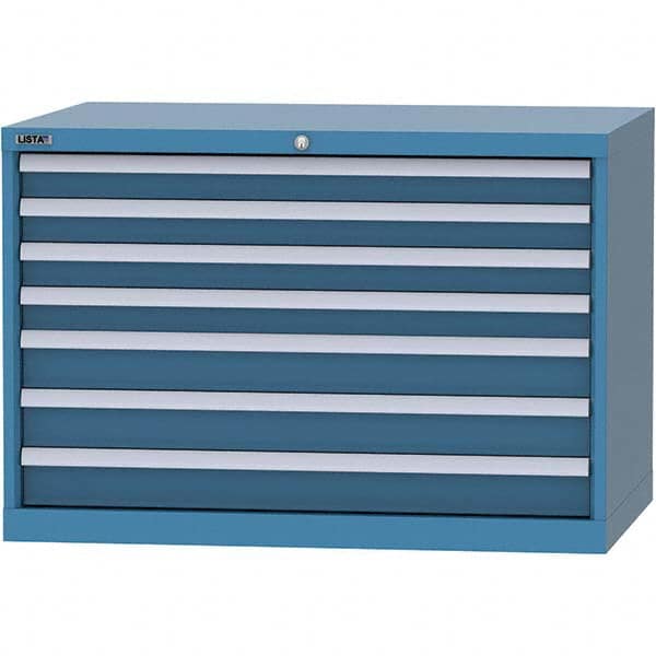 LISTA - 7 Drawer, 84 Compartment Bright Blue Steel Modular Storage Cabinet - Industrial Tool & Supply