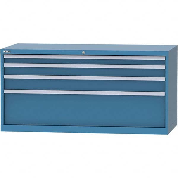 LISTA - 4 Drawer, 84 Compartment Bright Blue Steel Modular Storage Cabinet - Industrial Tool & Supply