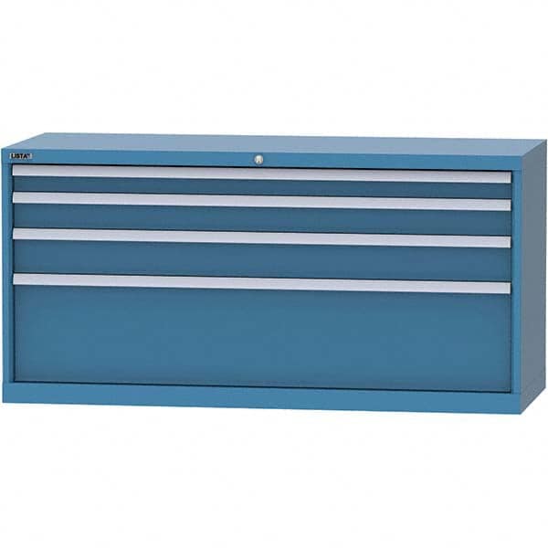 LISTA - 4 Drawer, 84 Compartment Bright Blue Steel Modular Storage Cabinet - Industrial Tool & Supply