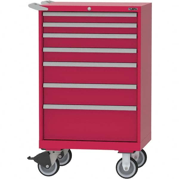 LISTA - 7 Drawer, 124 Compartment Red Steel Modular Storage Cabinet - Industrial Tool & Supply