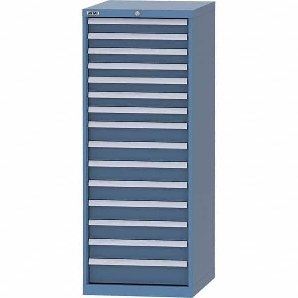 LISTA - 15 Drawer, 99 Compartment Bright Blue Steel Modular Storage Cabinet - Industrial Tool & Supply