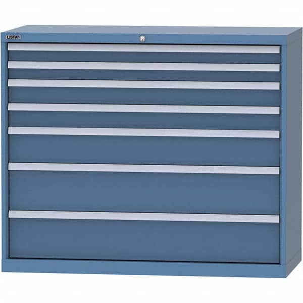 LISTA - 7 Drawer, 99 Compartment Bright Blue Steel Modular Storage Cabinet - Industrial Tool & Supply
