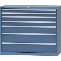 LISTA - 7 Drawer, 99 Compartment Bright Blue Steel Modular Storage Cabinet - Industrial Tool & Supply