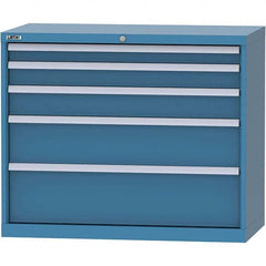 LISTA - 5 Drawer, 84 Compartment Bright Blue Steel Modular Storage Cabinet - Industrial Tool & Supply