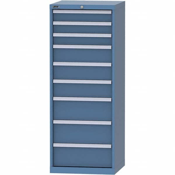 LISTA - 9 Drawer, 84 Compartment Bright Blue Steel Modular Storage Cabinet - Industrial Tool & Supply