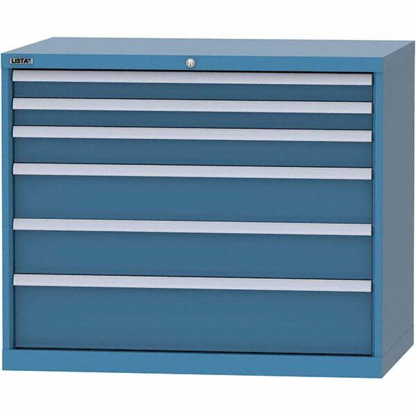LISTA - 6 Drawer, 99 Compartment Bright Blue Steel Modular Storage Cabinet - Industrial Tool & Supply