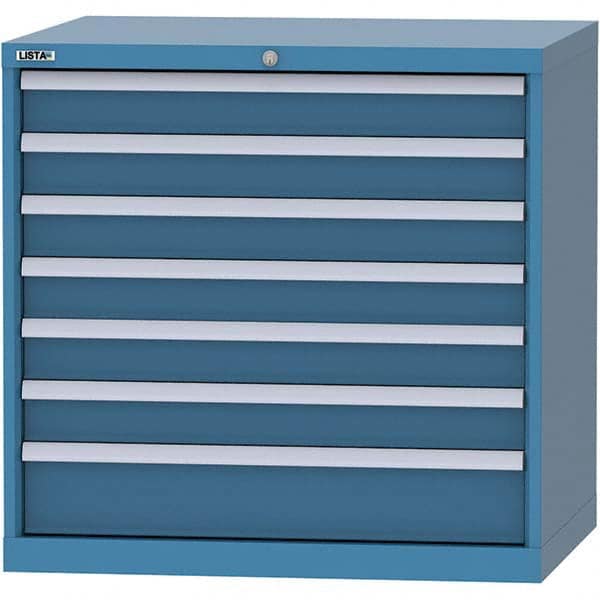 LISTA - 7 Drawer, 84 Compartment Bright Blue Steel Modular Storage Cabinet - Industrial Tool & Supply