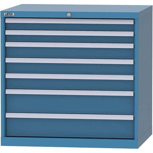 LISTA - 7 Drawer, 84 Compartment Bright Blue Steel Modular Storage Cabinet - Industrial Tool & Supply