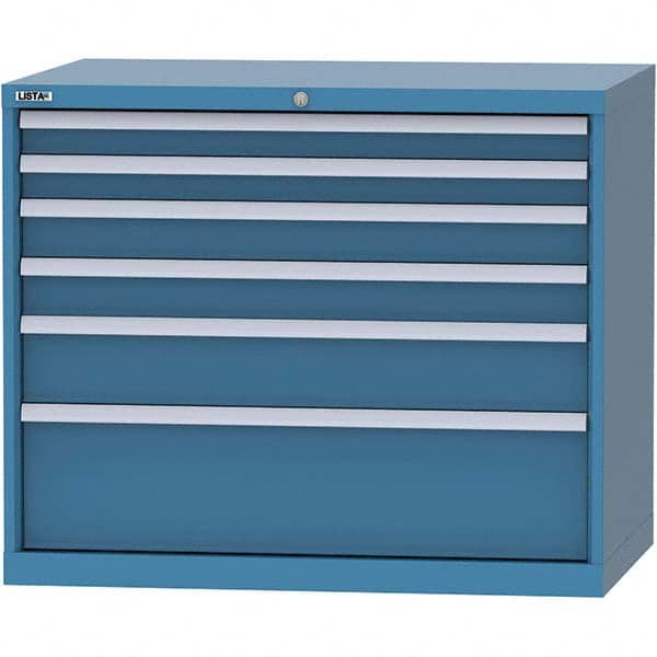 LISTA - 6 Drawer, 99 Compartment Bright Blue Steel Modular Storage Cabinet - Industrial Tool & Supply