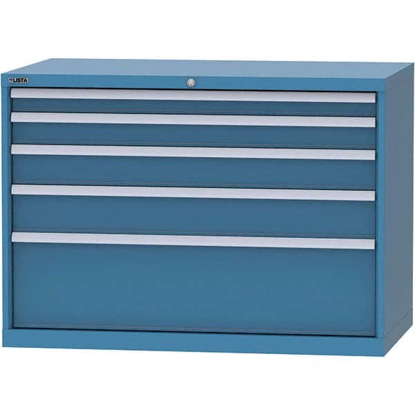 LISTA - 5 Drawer, 99 Compartment Bright Blue Steel Modular Storage Cabinet - Industrial Tool & Supply