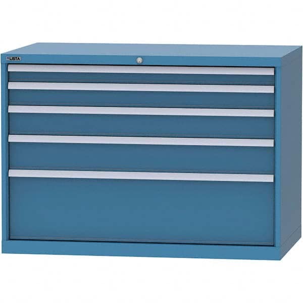 LISTA - 5 Drawer, 99 Compartment Bright Blue Steel Modular Storage Cabinet - Industrial Tool & Supply