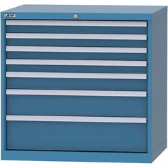 LISTA - 7 Drawer, 84 Compartment Bright Blue Steel Modular Storage Cabinet - Industrial Tool & Supply