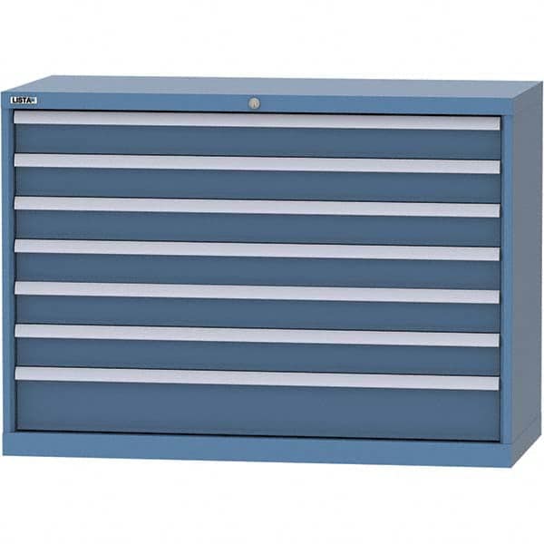 LISTA - 7 Drawer, 99 Compartment Bright Blue Steel Modular Storage Cabinet - Industrial Tool & Supply