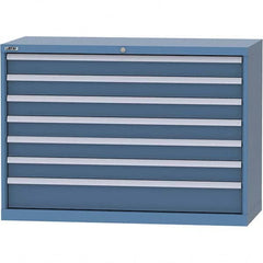 LISTA - 7 Drawer, 99 Compartment Bright Blue Steel Modular Storage Cabinet - Industrial Tool & Supply
