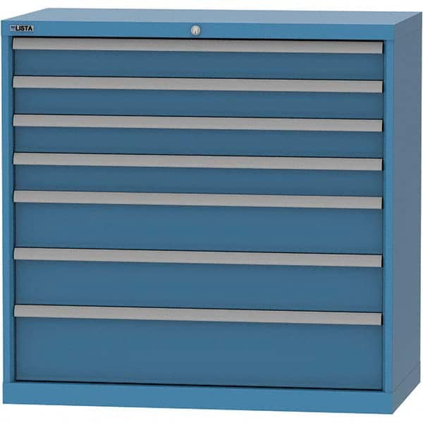 LISTA - 7 Drawer, 84 Compartment Bright Blue Steel Modular Storage Cabinet - Industrial Tool & Supply