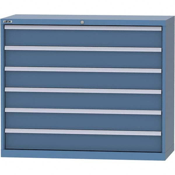 LISTA - 6 Drawer, 99 Compartment Bright Blue Steel Modular Storage Cabinet - Industrial Tool & Supply