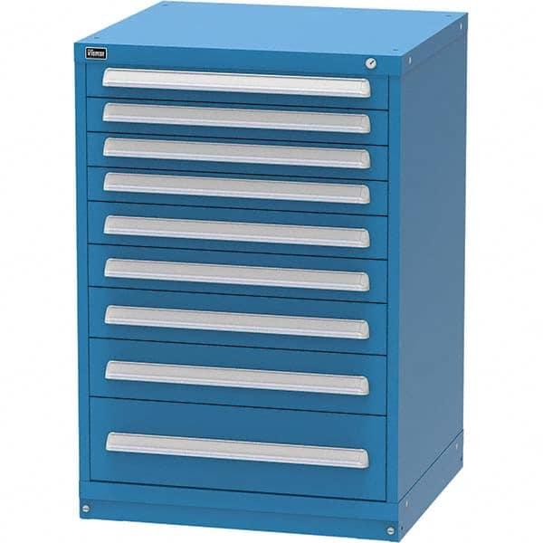 Vidmar - 9 Drawer Bright Blue Steel Modular Storage Cabinet - Industrial Tool & Supply