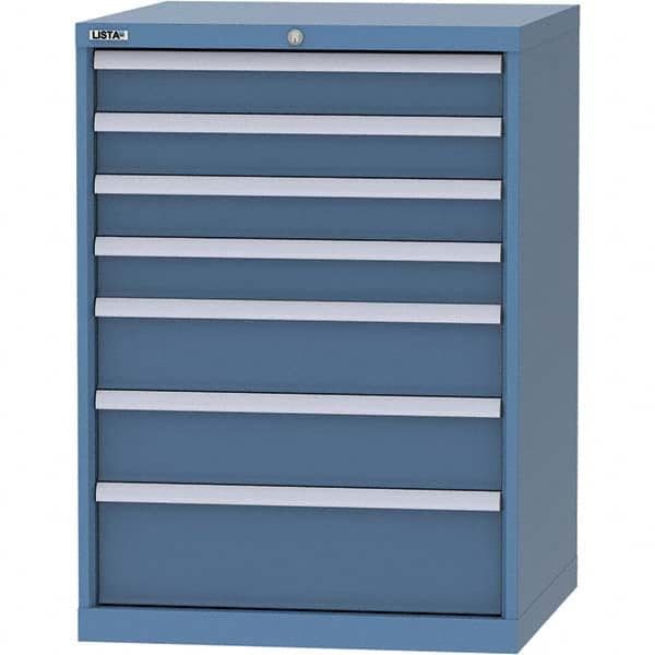 LISTA - 7 Drawer, 45 Compartment Bright Blue Steel Modular Storage Cabinet - Industrial Tool & Supply