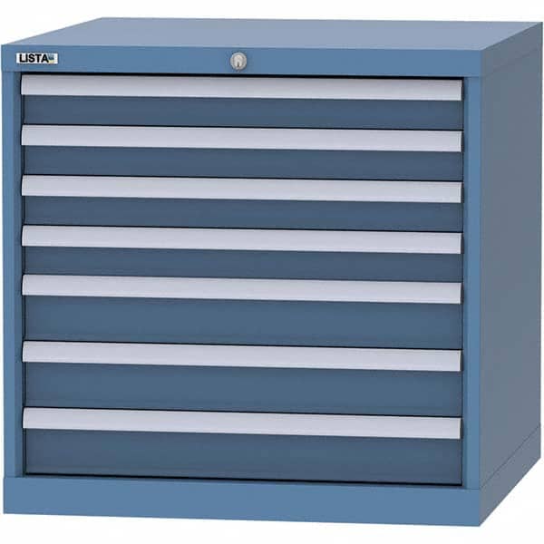 LISTA - 7 Drawer, 45 Compartment Bright Blue Steel Modular Storage Cabinet - Industrial Tool & Supply