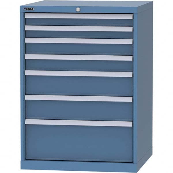 LISTA - 7 Drawer, 45 Compartment Bright Blue Steel Modular Storage Cabinet - Industrial Tool & Supply