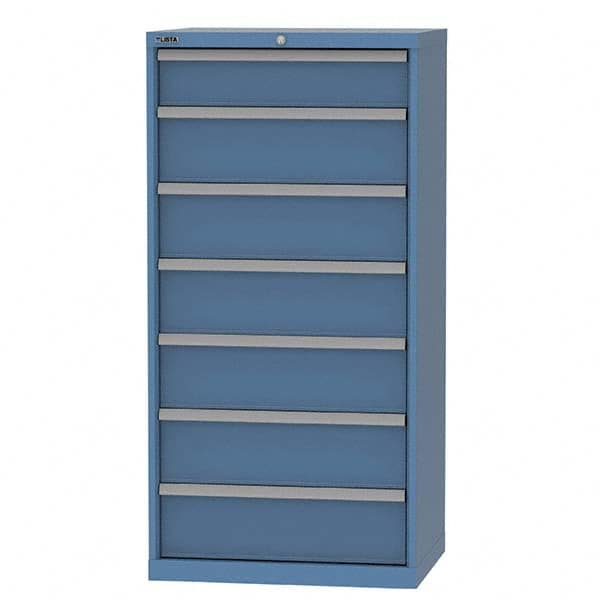 LISTA - 7 Drawer, 124 Compartment Bright Blue Steel Modular Storage Cabinet - Industrial Tool & Supply