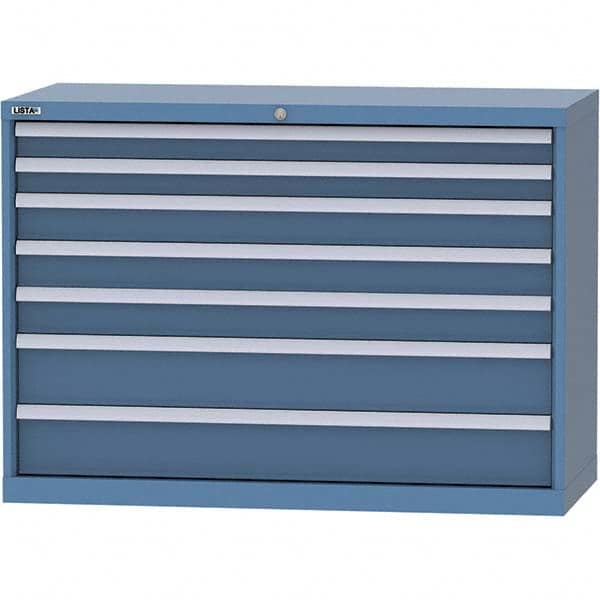 LISTA - 7 Drawer, 99 Compartment Bright Blue Steel Modular Storage Cabinet - Industrial Tool & Supply