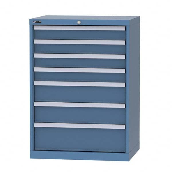 LISTA - 6 Drawer, 124 Compartment Bright Blue Steel Modular Storage Cabinet - Industrial Tool & Supply