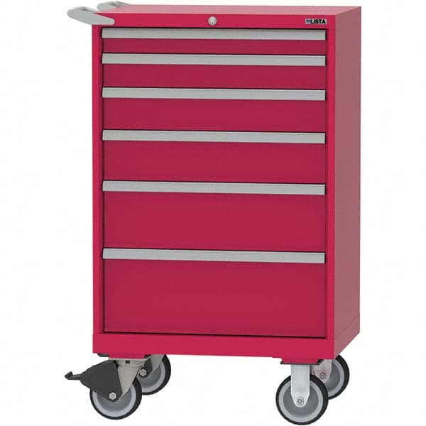 LISTA - 6 Drawer, 124 Compartment Red Steel Modular Storage Cabinet - Industrial Tool & Supply