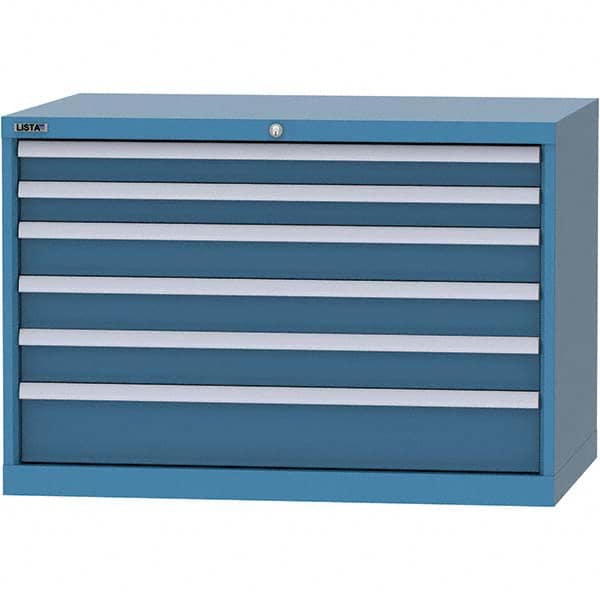 LISTA - 6 Drawer, 84 Compartment Bright Blue Steel Modular Storage Cabinet - Industrial Tool & Supply