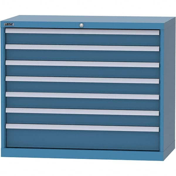 LISTA - 7 Drawer, 84 Compartment Bright Blue Steel Modular Storage Cabinet - Industrial Tool & Supply