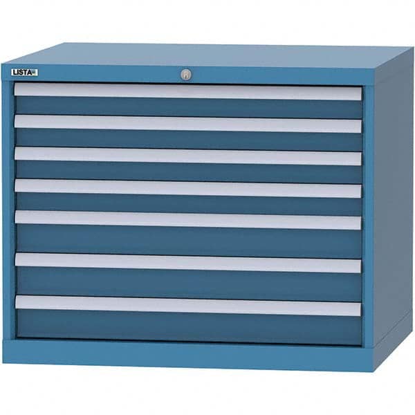 LISTA - 7 Drawer, 84 Compartment Bright Blue Steel Modular Storage Cabinet - Industrial Tool & Supply