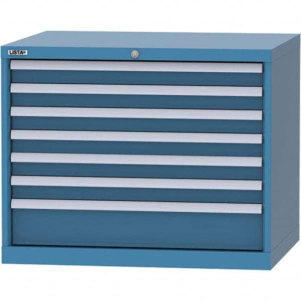 LISTA - 7 Drawer, 84 Compartment Bright Blue Steel Modular Storage Cabinet - Industrial Tool & Supply