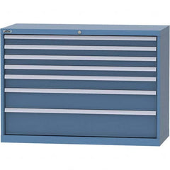 LISTA - 7 Drawer, 99 Compartment Bright Blue Steel Modular Storage Cabinet - Industrial Tool & Supply