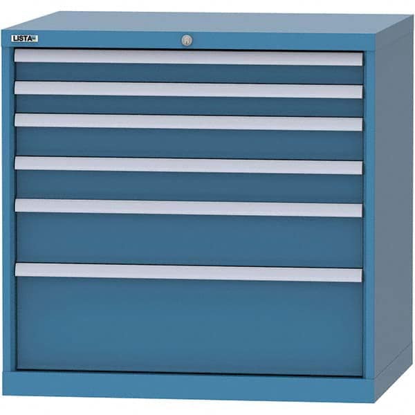 LISTA - 6 Drawer, 84 Compartment Bright Blue Steel Modular Storage Cabinet - Industrial Tool & Supply