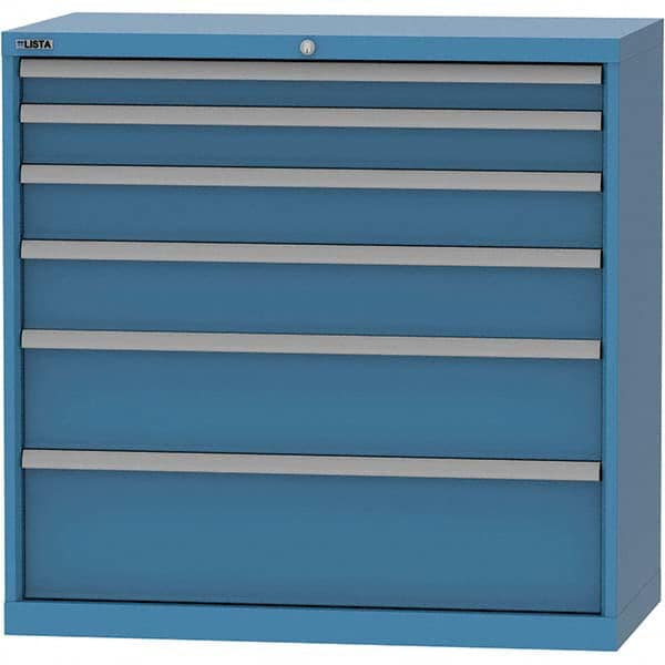 LISTA - 6 Drawer, 84 Compartment Bright Blue Steel Modular Storage Cabinet - Industrial Tool & Supply