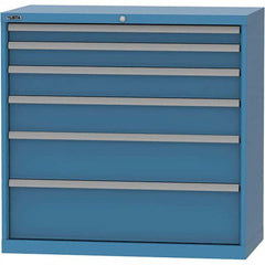 LISTA - 6 Drawer, 84 Compartment Bright Blue Steel Modular Storage Cabinet - Industrial Tool & Supply